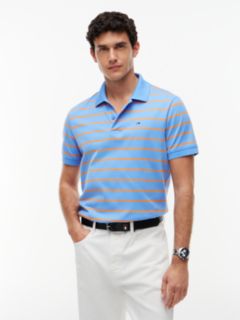 Tommy Flag Regular Fit Stripe Polo Shirt — Blue 1