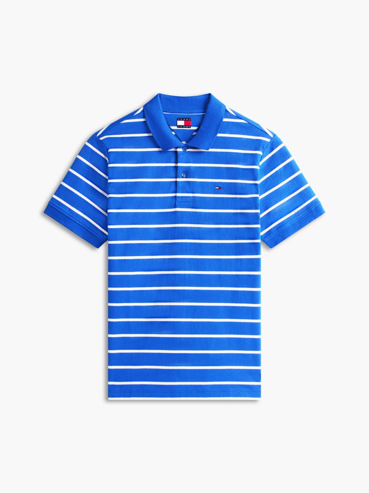 Tommy Flag Regular Fit Stripe Polo Shirt — Blue