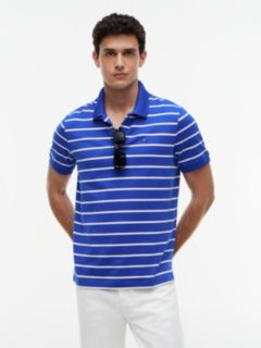 Tommy Flag Regular Fit Stripe Polo Shirt — Blue 1