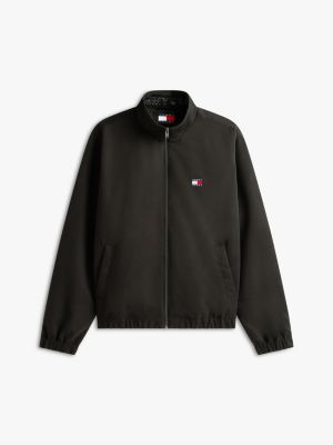 veste zippée déperlante à logo sur le col noir pour hommes tommy jeans