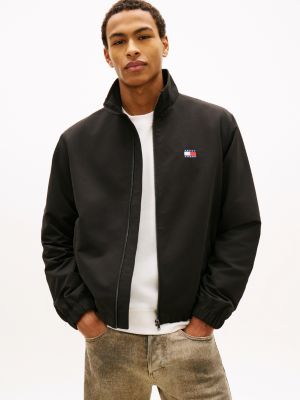 veste zippée déperlante à logo sur le col black pour hommes tommy jeans