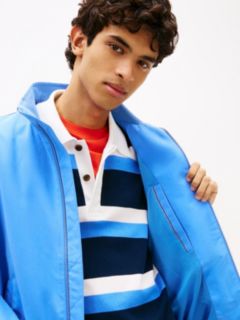 Collar Logo Water Repellent Zip-Thru Jacket — Blue 2