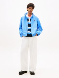 Collar Logo Water Repellent Zip-Thru Jacket — Blue 3