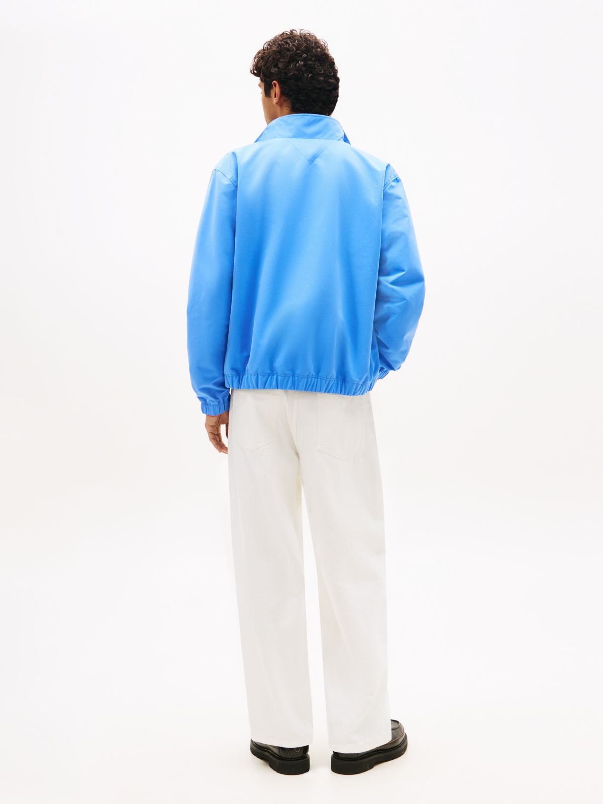 Collar Logo Water Repellent Zip-Thru Jacket — Blue