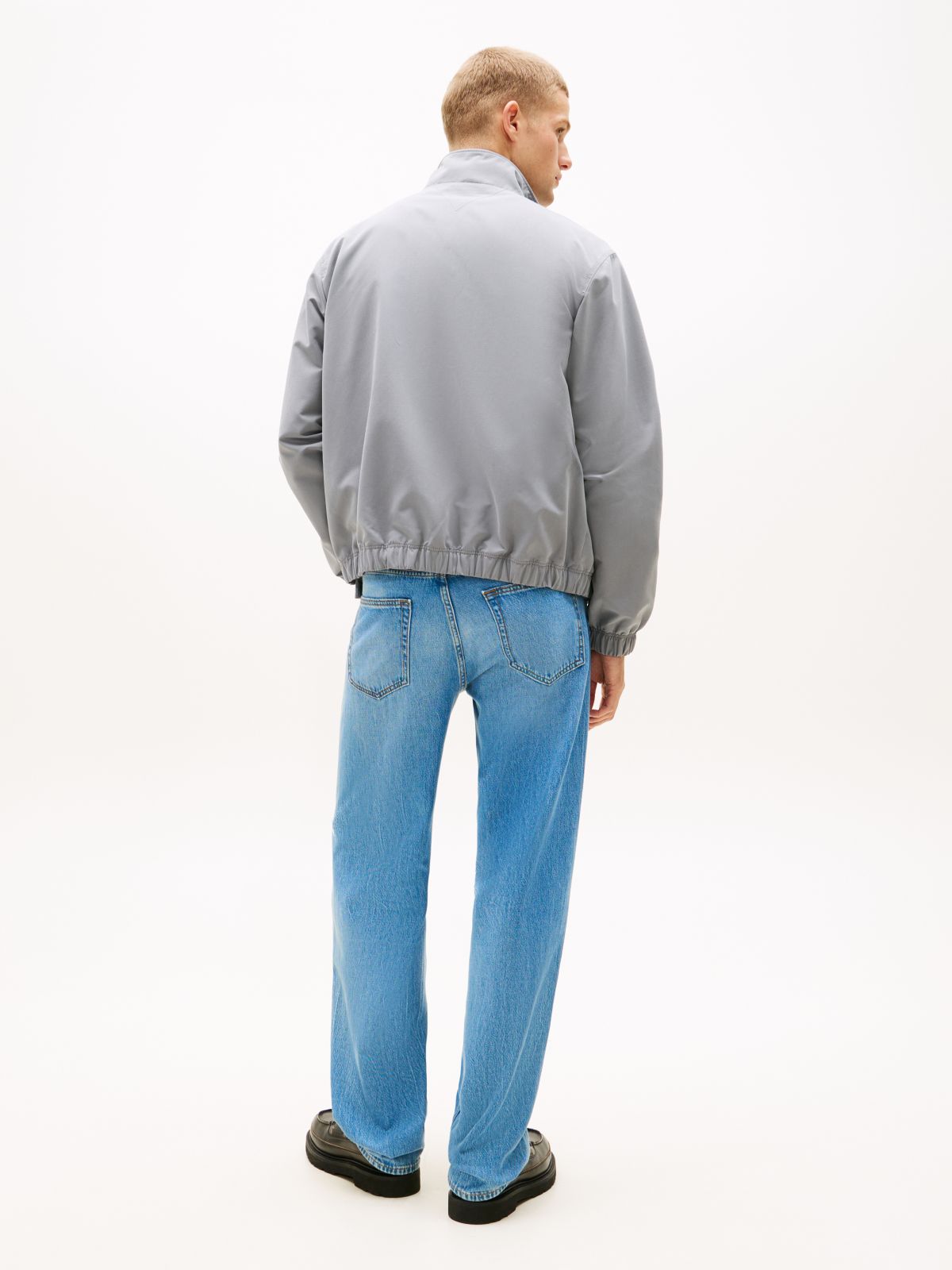 Collar Logo Water Repellent Zip-Thru Jacket — Grey