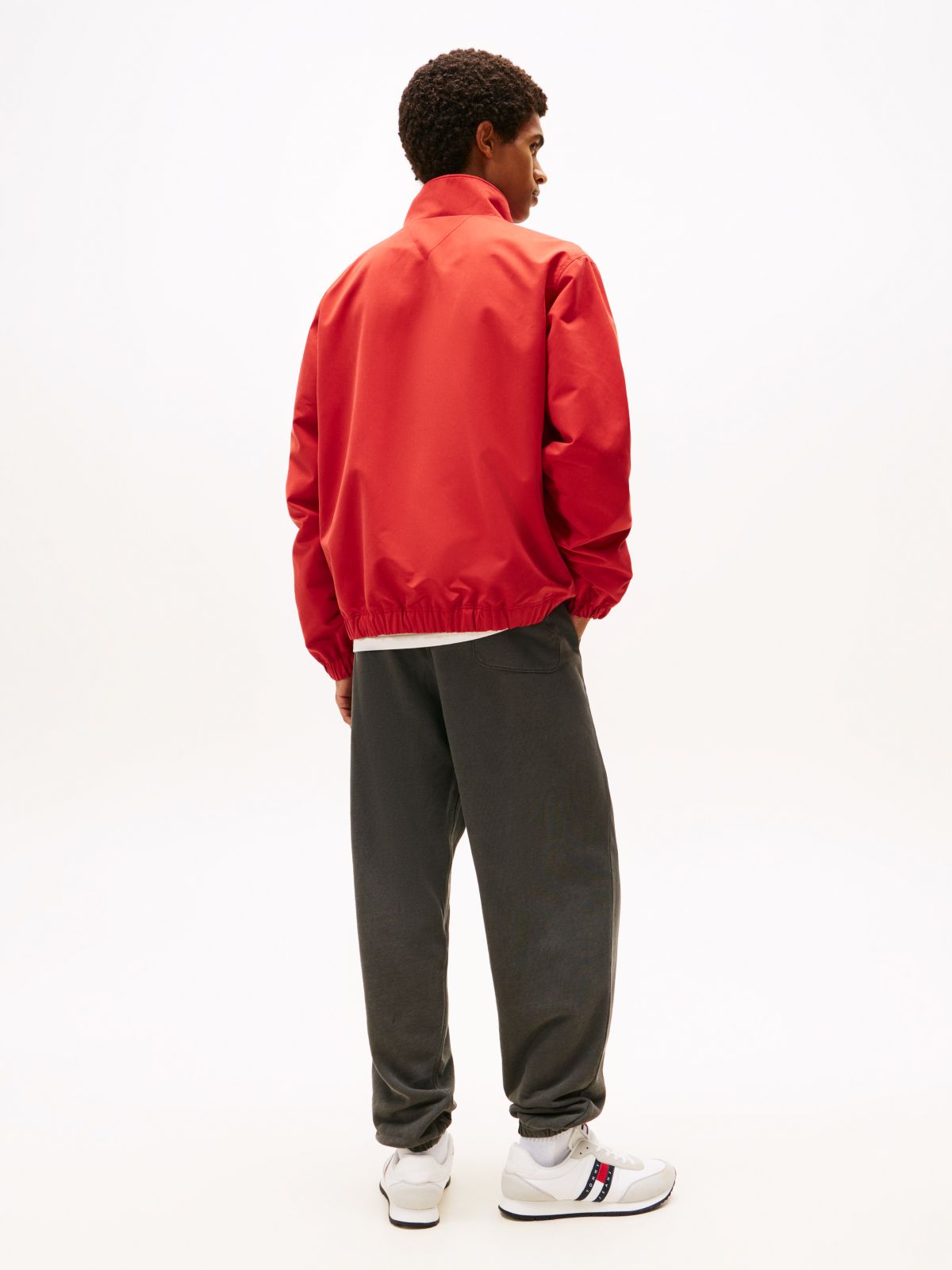 Collar Logo Water Repellent Zip-Thru Jacket — Red