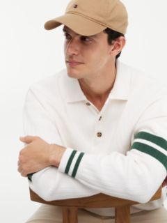 90s Tommy Badge Stripe Sleeve Polo Jumper — White 3