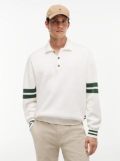 90s Tommy Badge Stripe Sleeve Polo Jumper — White 1