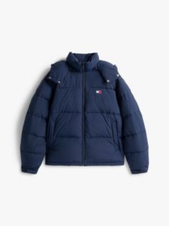 Back Logo Relaxed Hooded Puffer Jacket — Blue 6