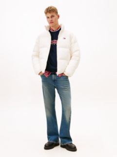 Back Logo Relaxed Hooded Puffer Jacket — White 3