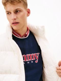 Back Logo Relaxed Hooded Puffer Jacket — White 4