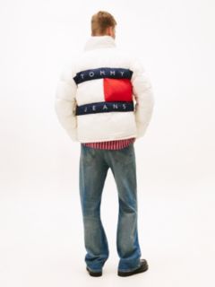 Back Logo Relaxed Hooded Puffer Jacket — White 5