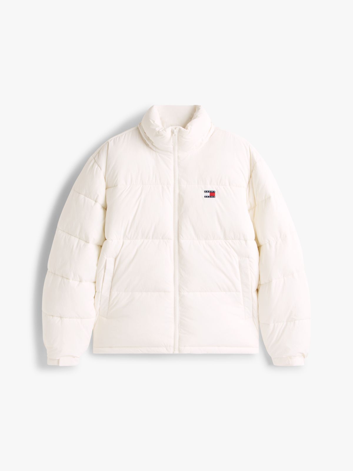 Back Logo Relaxed Hooded Puffer Jacket — White
