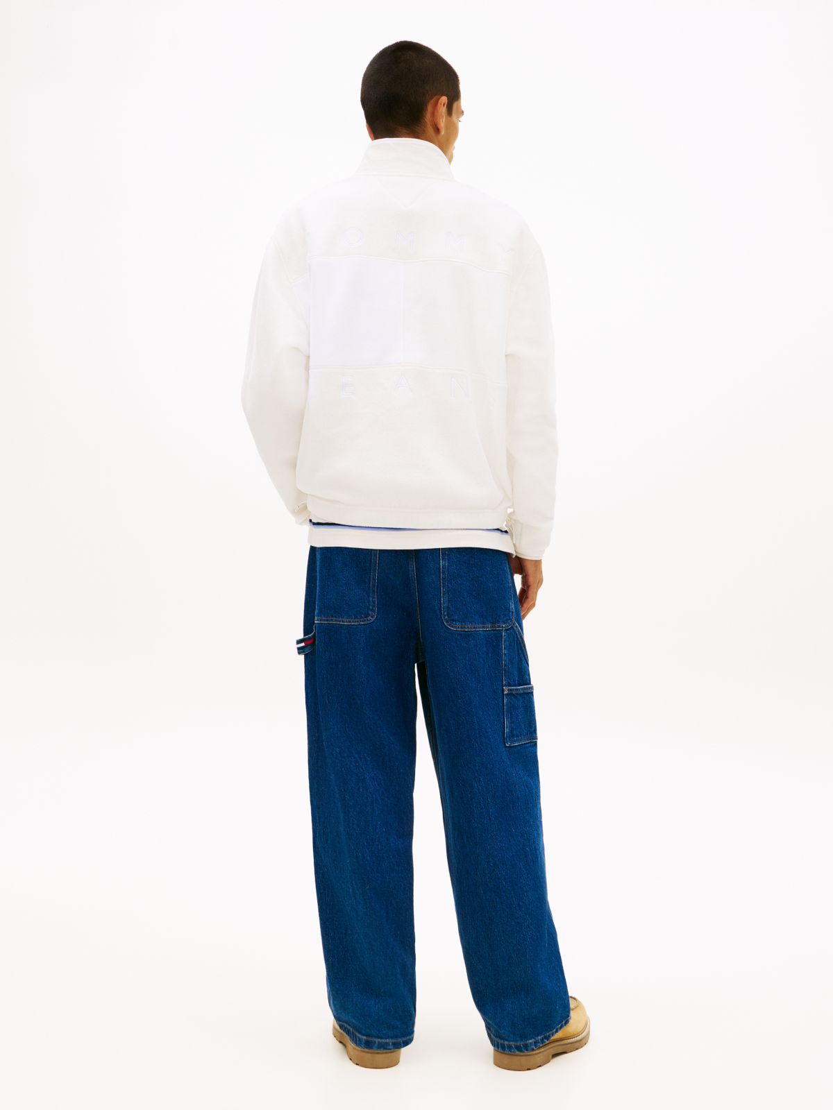 Back Logo Relaxed Polar Fleece Sweatshirt — White