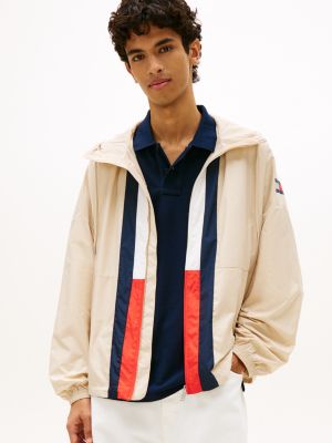 coupe-vent chicago oversize colour-block beige pour hommes tommy jeans