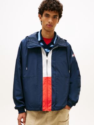coupe-vent chicago oversize colour-block blue pour hommes tommy jeans