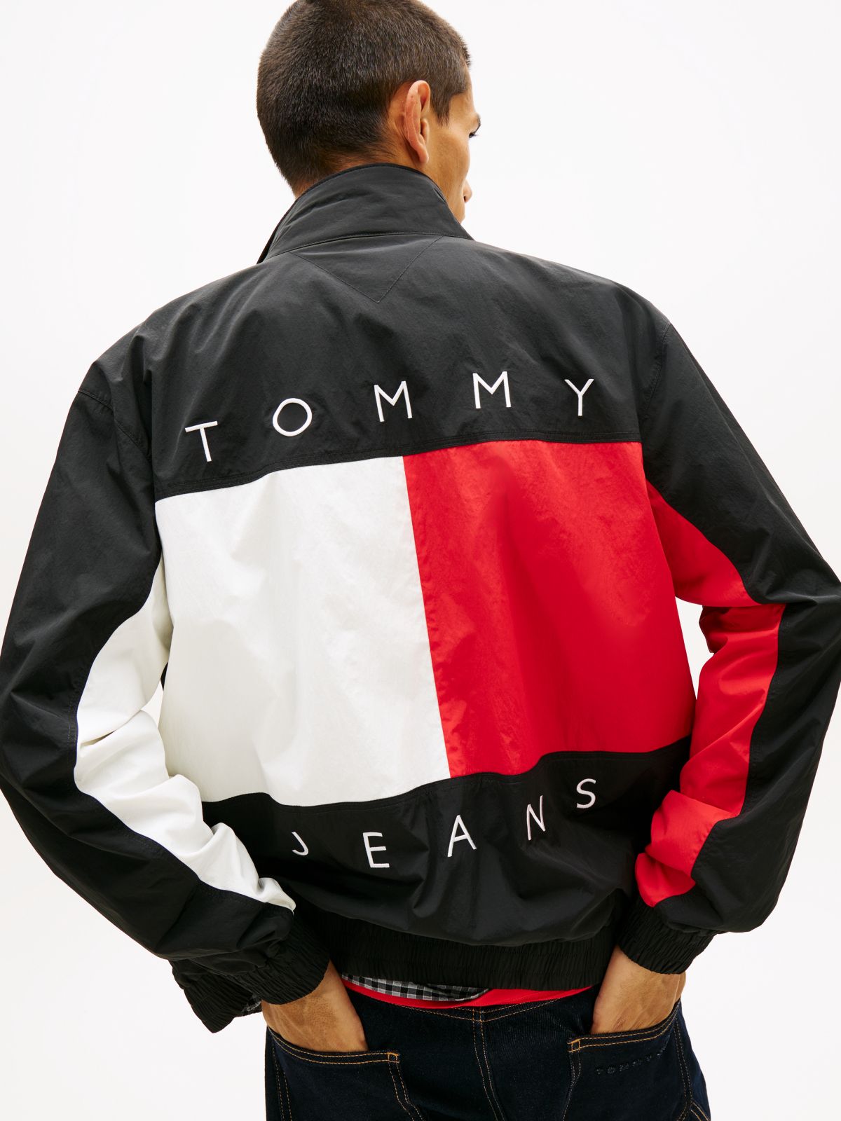 Flag Badge Back Logo Water Repellent Jacket — Black