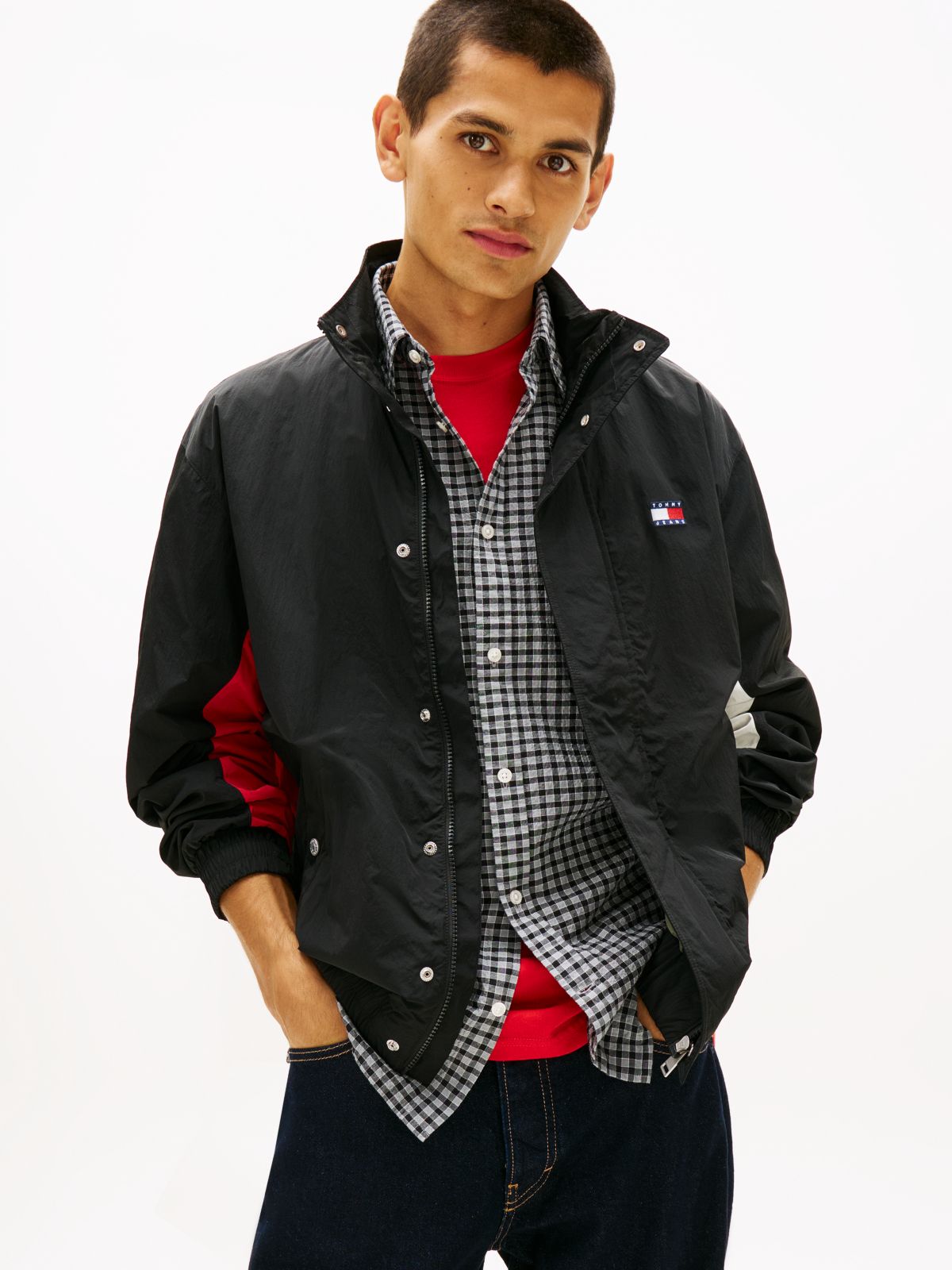 Flag Badge Back Logo Water Repellent Jacket — Black
