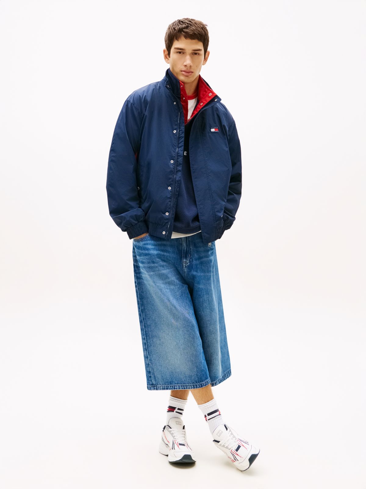 Flag Badge Back Logo Water Repellent Jacket — Blue