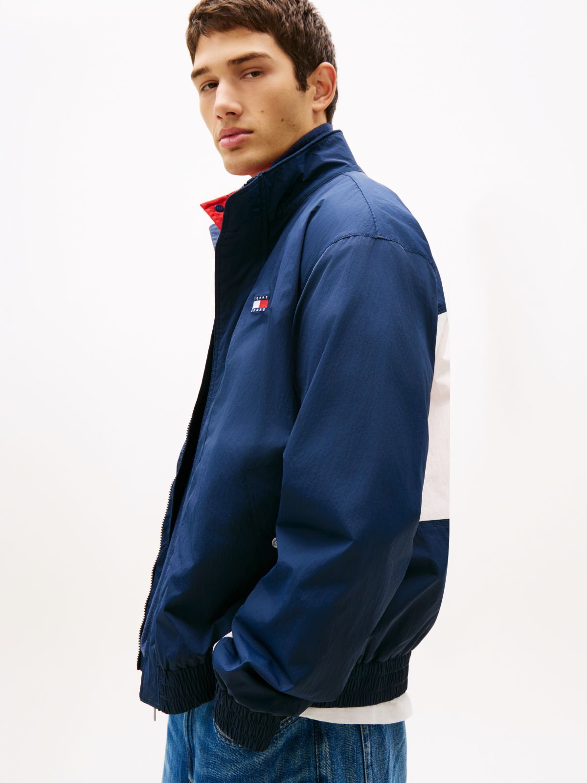 Flag Badge Back Logo Water Repellent Jacket — Blue
