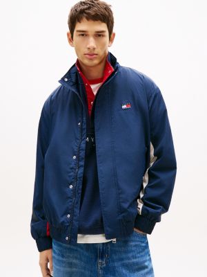 blue flag badge back logo water repellent jacket for men tommy jeans