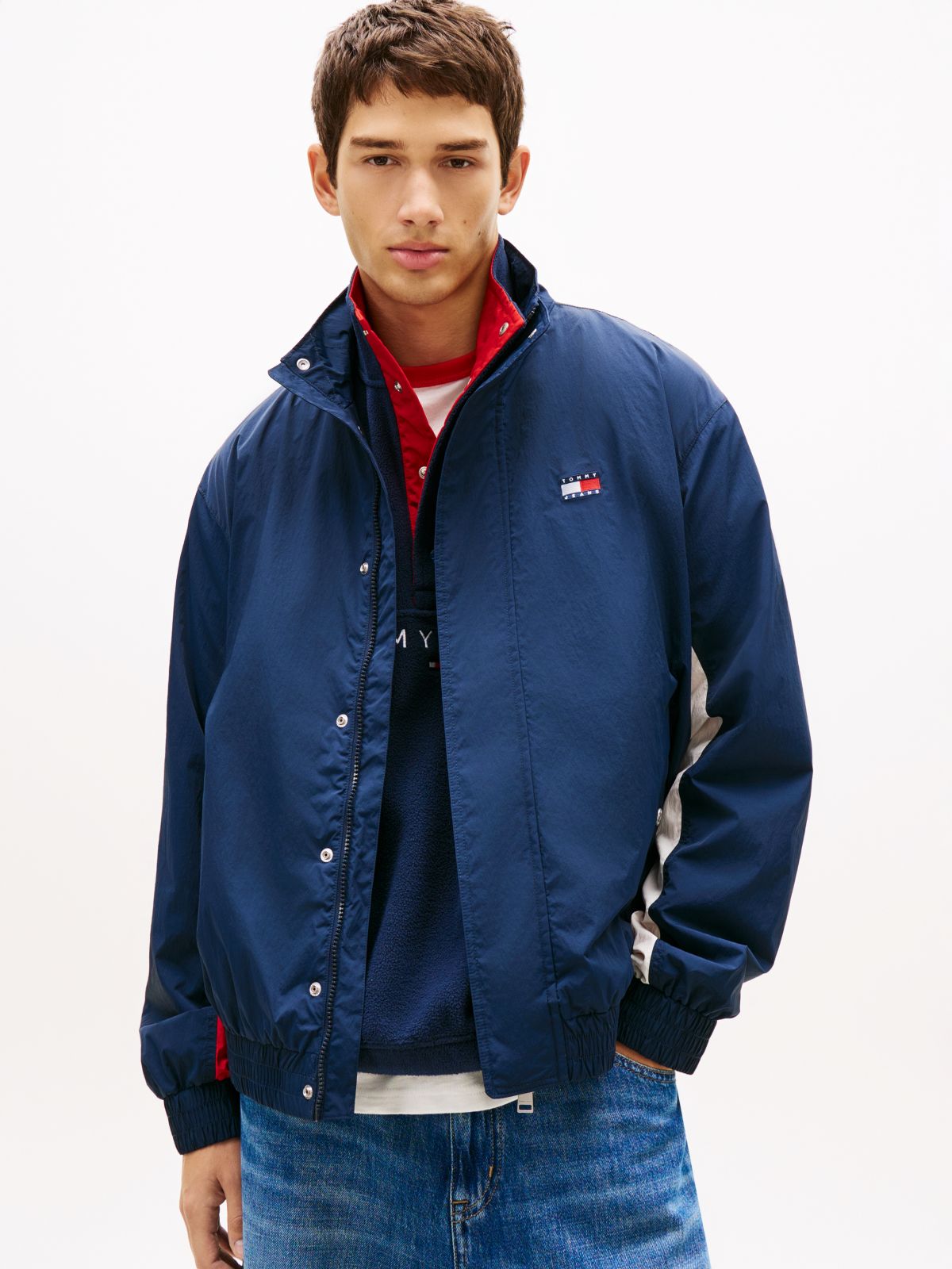 Flag Badge Back Logo Water Repellent Jacket — Blue