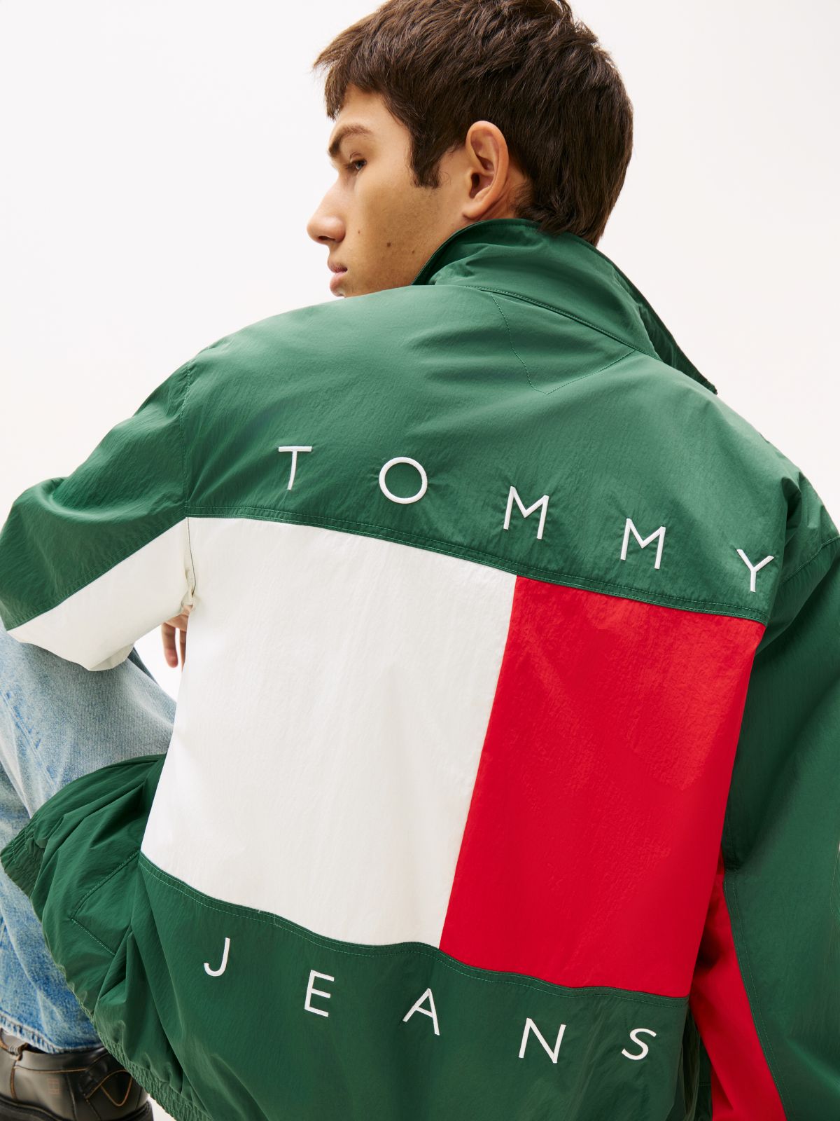 Flag Badge Back Logo Water Repellent Jacket — Green