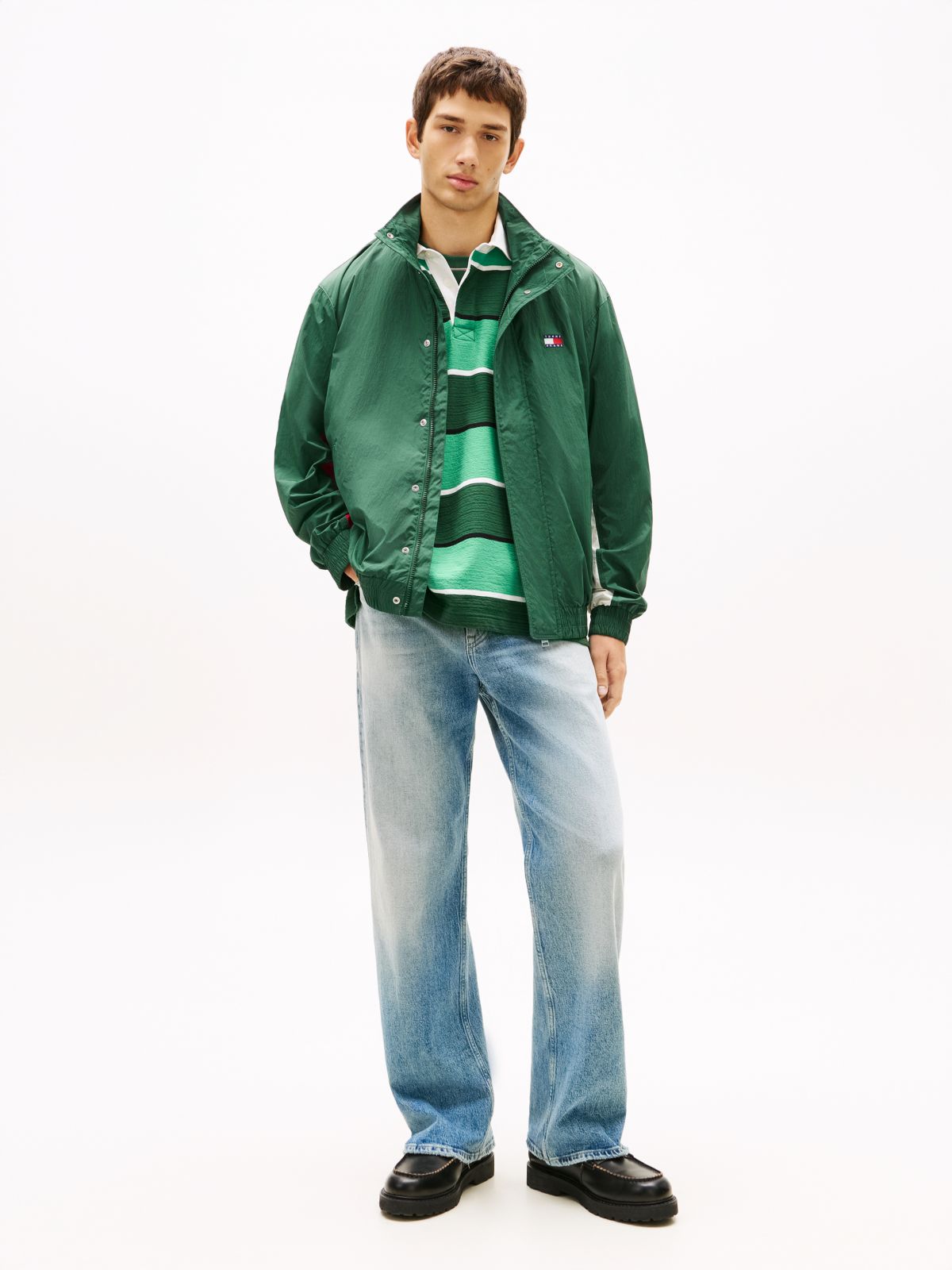 Flag Badge Back Logo Water Repellent Jacket — Green
