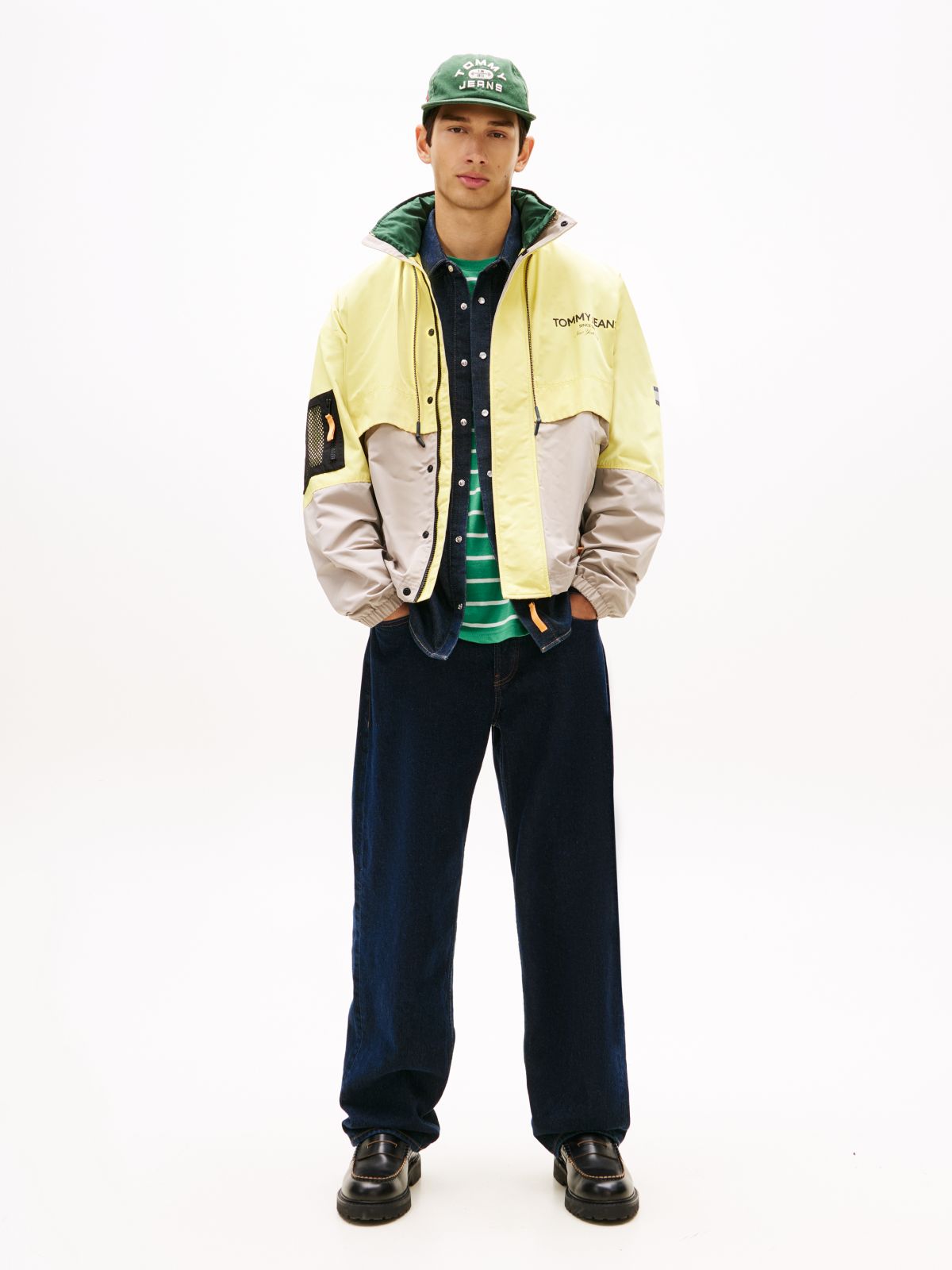 Water Repellent Colour-Blocked Oversized Windbreaker — Grey