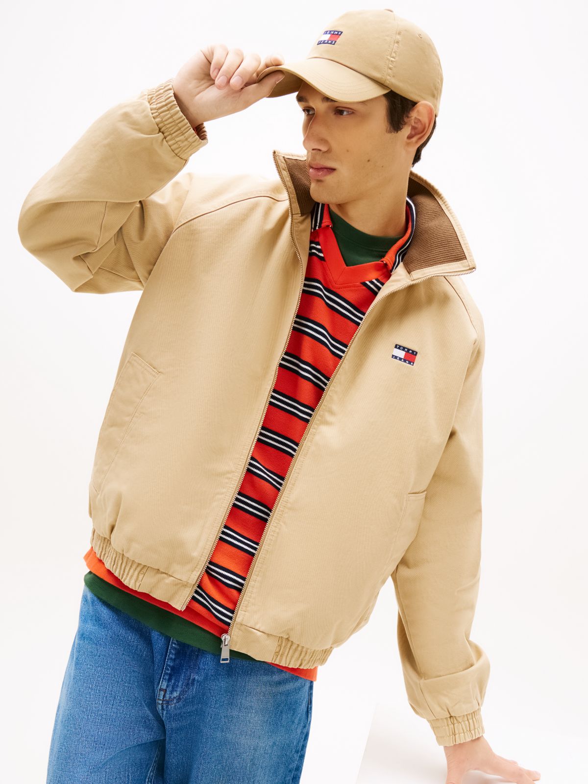 Twill Zip-Thru Jacket — Beige