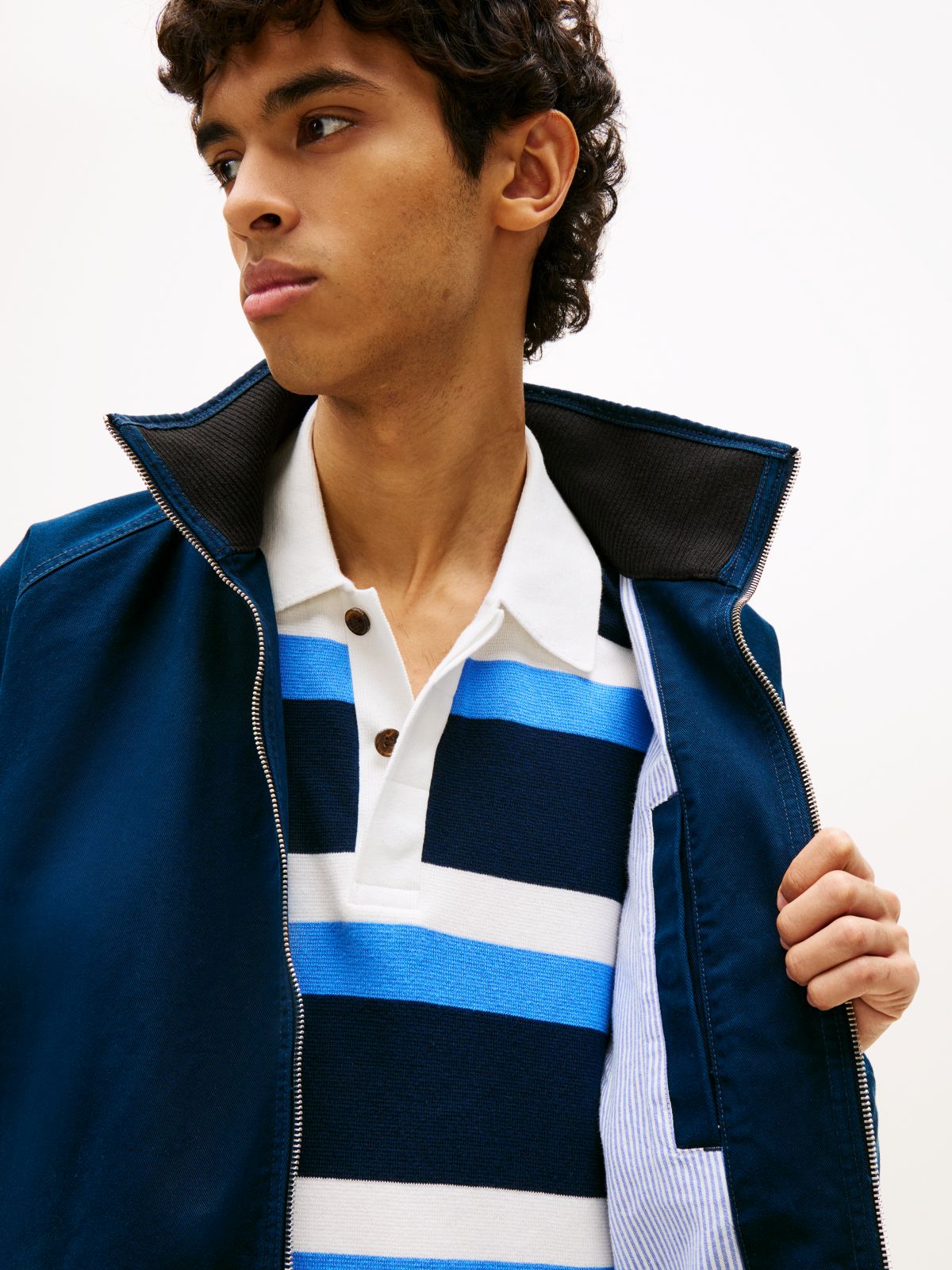 Twill Zip-Thru Jacket — Blue