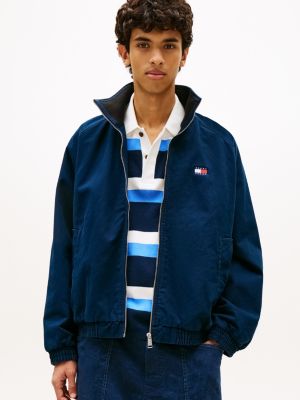 blue twill zip-thru jacket for men tommy jeans