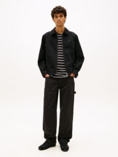 Flag Embroidery Zip-Thru Trucker Jacket — Black 3