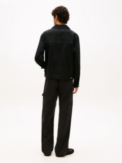 Flag Embroidery Zip-Thru Trucker Jacket — Black 4
