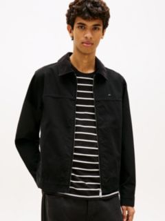 Flag Embroidery Zip-Thru Trucker Jacket — Black 1