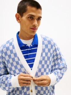 Tommy Badge Relaxed Textured Cardigan — Blue 2