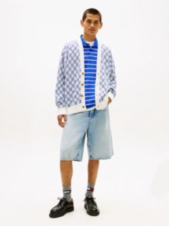 Tommy Badge Relaxed Textured Cardigan — Blue 3