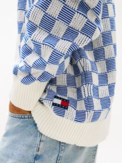 Tommy Badge Relaxed Textured Cardigan — Blue 4