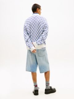 Tommy Badge Relaxed Textured Cardigan — Blue 5