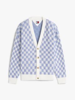 Tommy Badge Relaxed Textured Cardigan — Blue 6