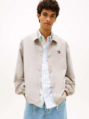 surchemise en sergé à logo grey pour hommes tommy jeans