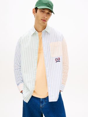 chemise oxford décontractée à rayures blue pour hommes tommy jeans