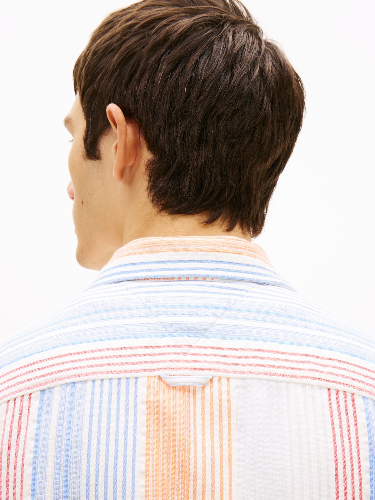 Relaxed Fit Stripe Short Sleeve Shirt — White