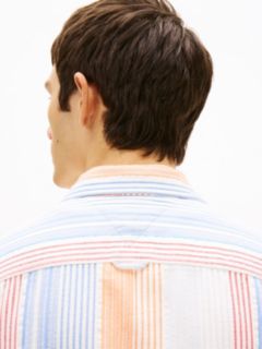 Relaxed Fit Stripe Short Sleeve Shirt — White 2