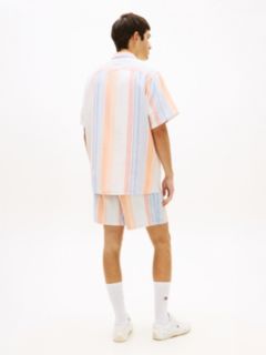 Relaxed Fit Stripe Short Sleeve Shirt — White 4