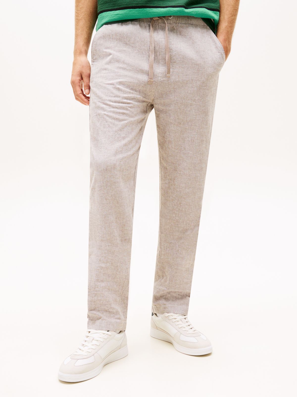 Sonny Tapered Leg Linen Blend Chinos — Grey