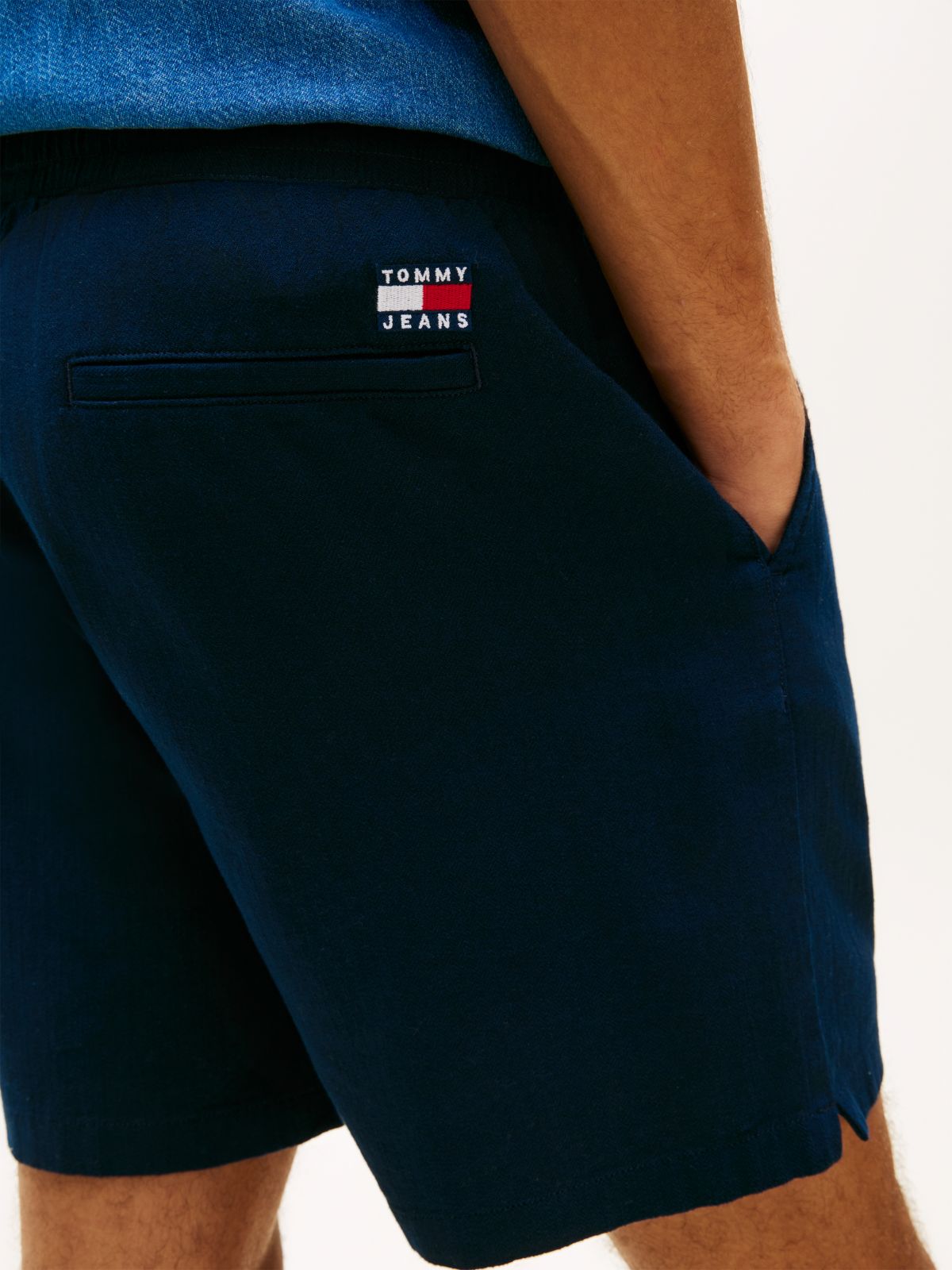 Logo Relaxed Shorts With Linen — Blue
