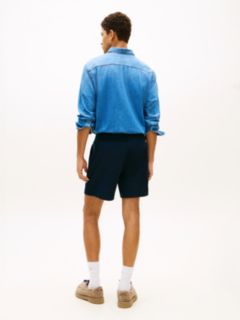 Logo Relaxed Shorts With Linen — Blue 4