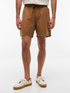 Logo Relaxed Shorts With Linen — Brown 2