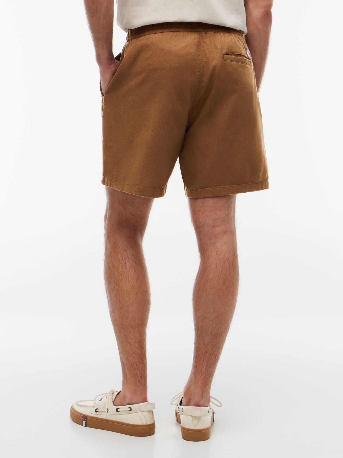 Logo Relaxed Shorts With Linen — Brown